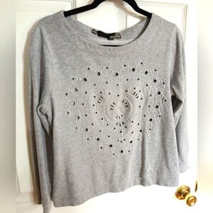 Love MOSCHINO Cotton Lightwight Sweatshirt Eyelet Heart Pattern Quiet Luxury